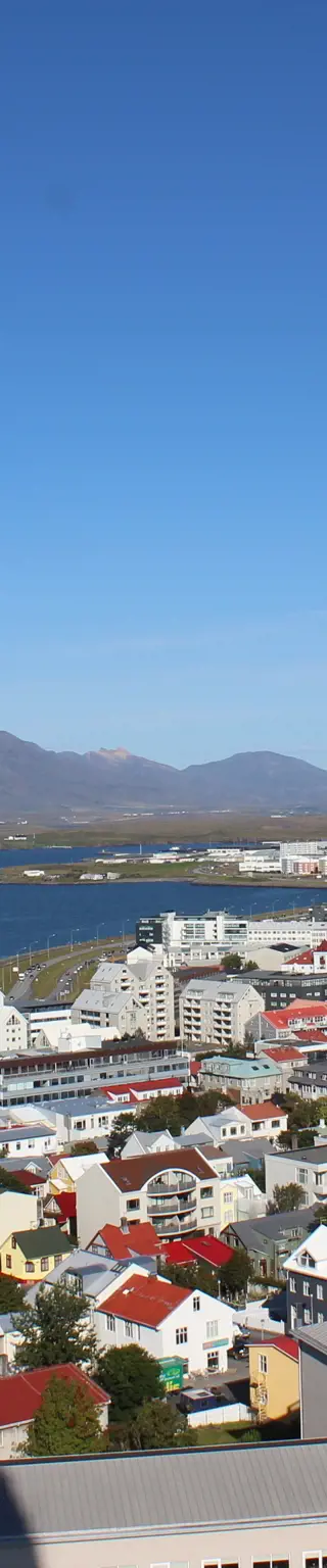 Von der Hallgrimskirja auf Reykjavik runter schauen